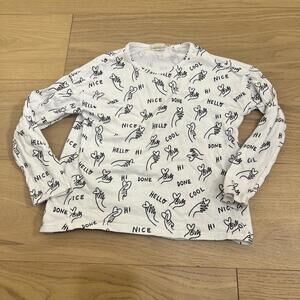 Kids Girls 7Y Zara White Graphic Long Sleeve Shirt